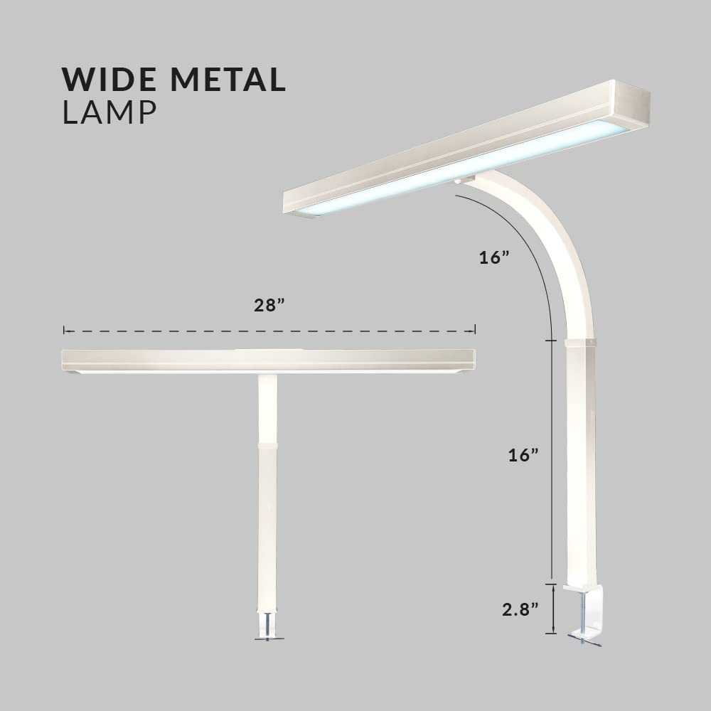 Neatfi 3,000 Lumens LED Desk Lamp with Clamp | Dimmable | 5 Brightness Levels & 5 Light Modes | Memory Function | Eye-Caring Flexible Lamp for Home & Office (28 Inches, White)