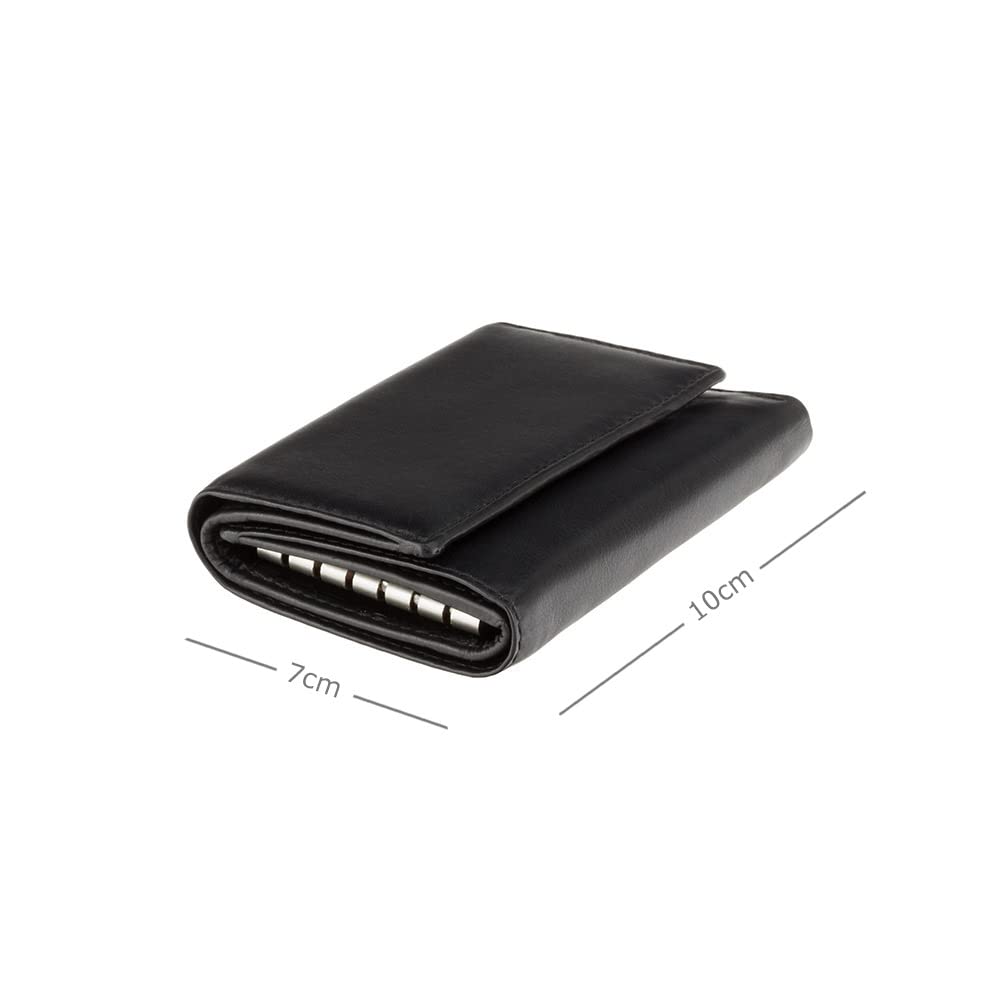 Visconti 1178 Genuine Leather Mens Slim Key Case Wallet/Key Chain Wallet/Key Holder Wallet (Black)