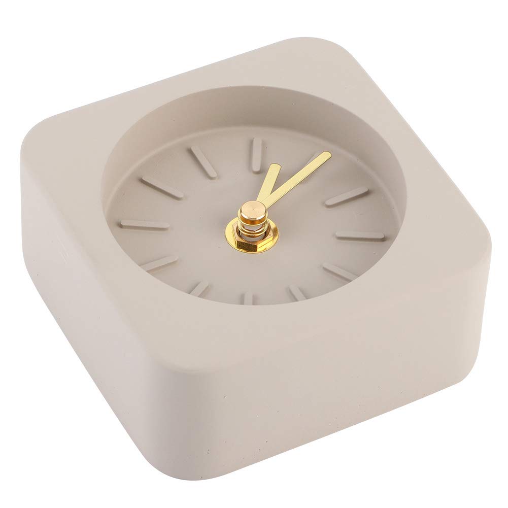Qcwwy Simple Square Cement Desk Clock for Office Home Living Room Decor - and Unpretentious - Ideal for Nordic and Minimalist (Sandstone Brown), Qcwwyi1szgq4cbf-12