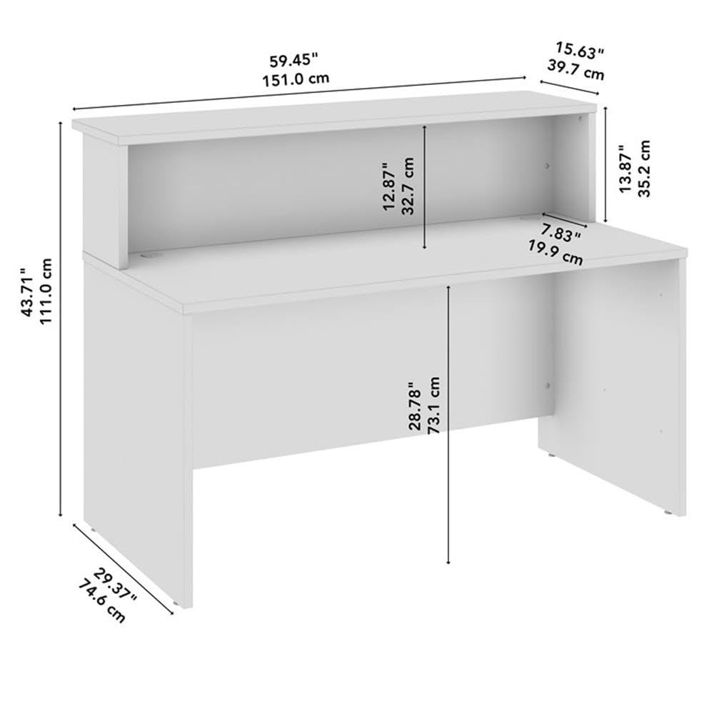 Bush Business Furniture Arrive 60W x 30D Reception Desk with Shelf in Storm Gray, Modern Receptionist Station for Office Waiting Room
