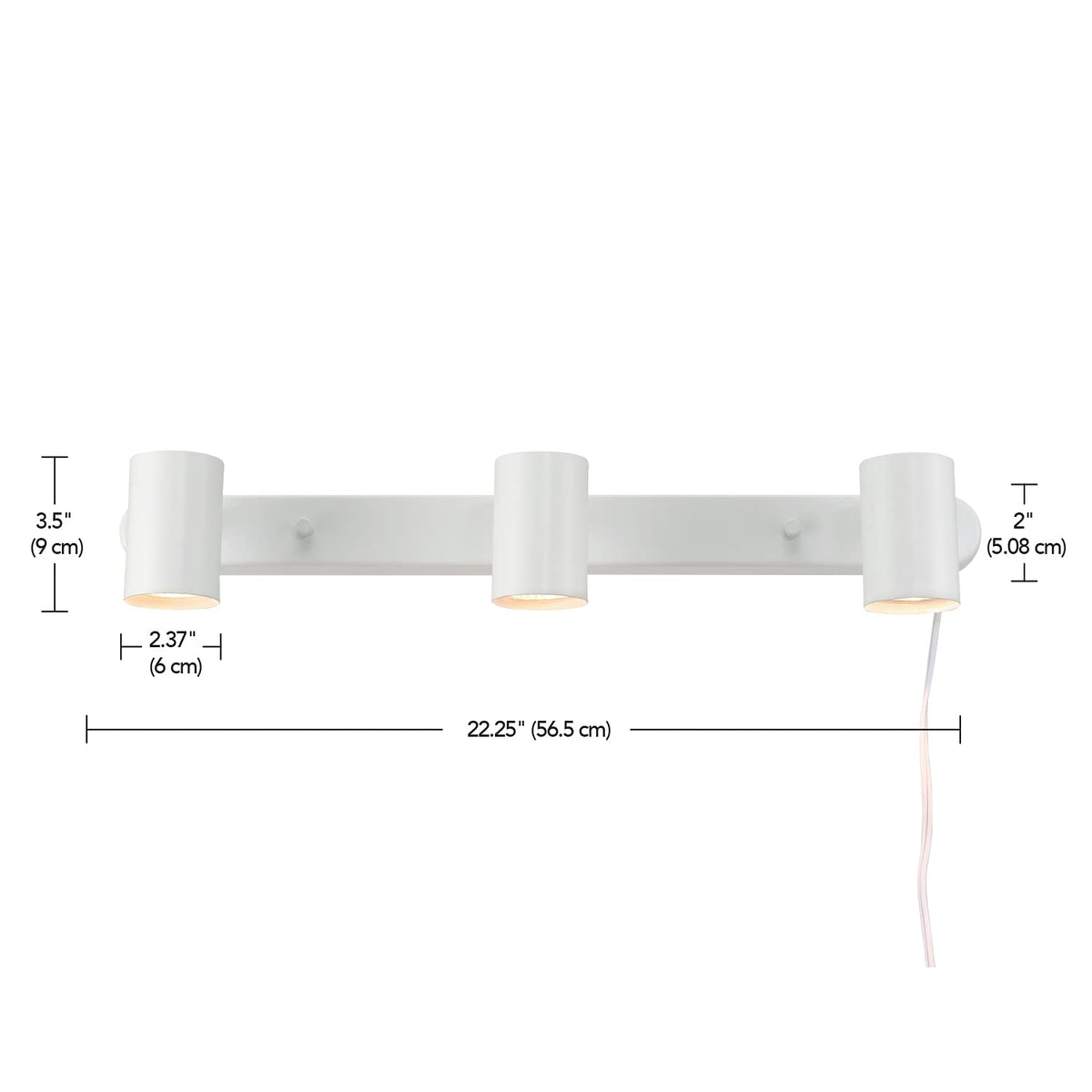 Globe Electric 60024 3-Light Plug-in Track Lighting, Adjustable Heads, Matte White Finish, 22-inch, 15-Foot Cord with in-Line Switch, Compatible with GU10 Base Bulbs (Sold Separately)