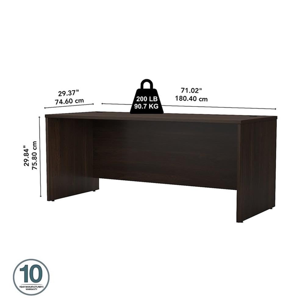 Bush Business Furniture Studio C 72W Computer Desk with Wire Management and Modesty Panel in Black Walnut, Professional Table for Home Office and Corporate Office