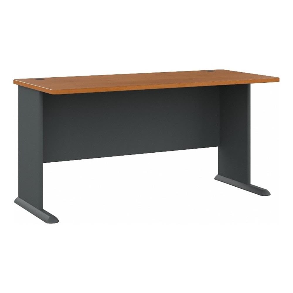 Bush Business Furniture Series A 60W Desk in Natural Cherry and Slate