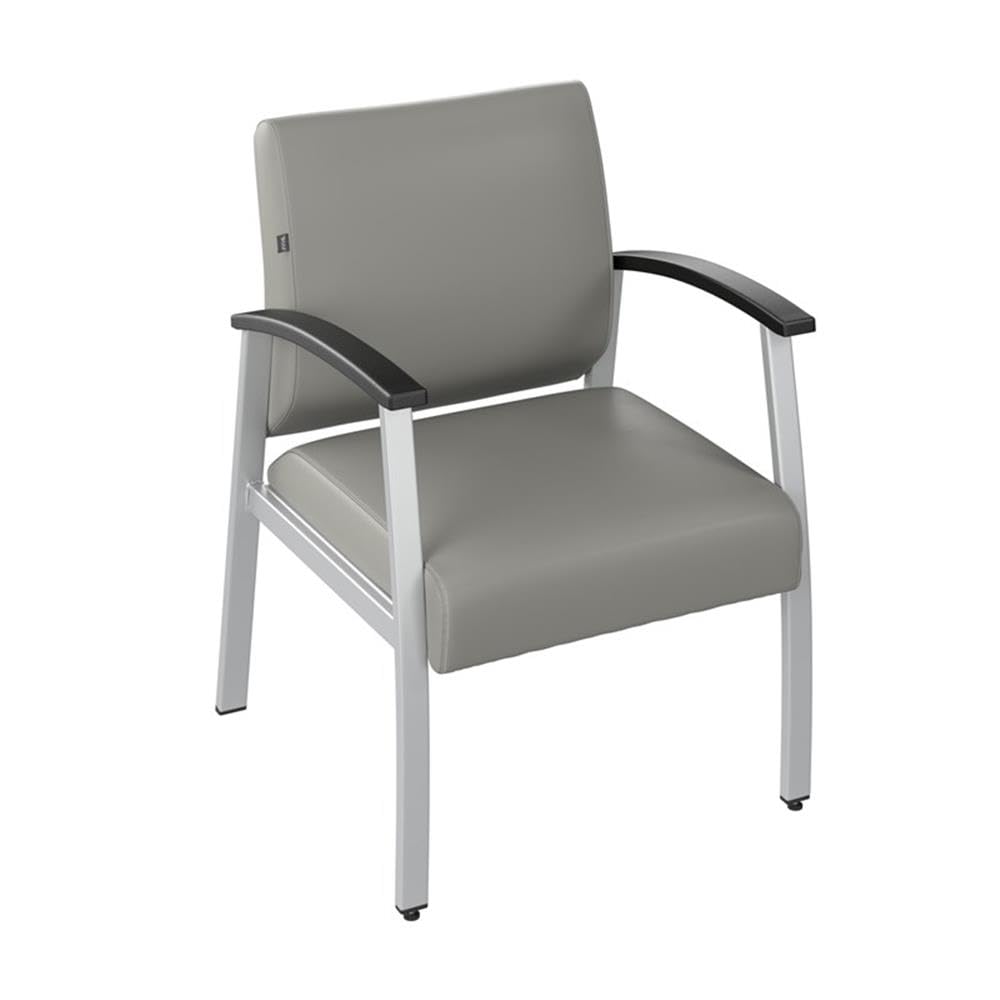 Bush Business Furniture Arrive Waiting Room Guest Chair with Arms in Light Gray Vinyl, Reception Area Seating for Office and Lobby