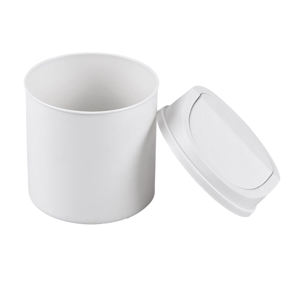 Eagrye 0.5 Gallon Tiny Desktop Trash Can, Mini Garbage Can with Swing Lid, White