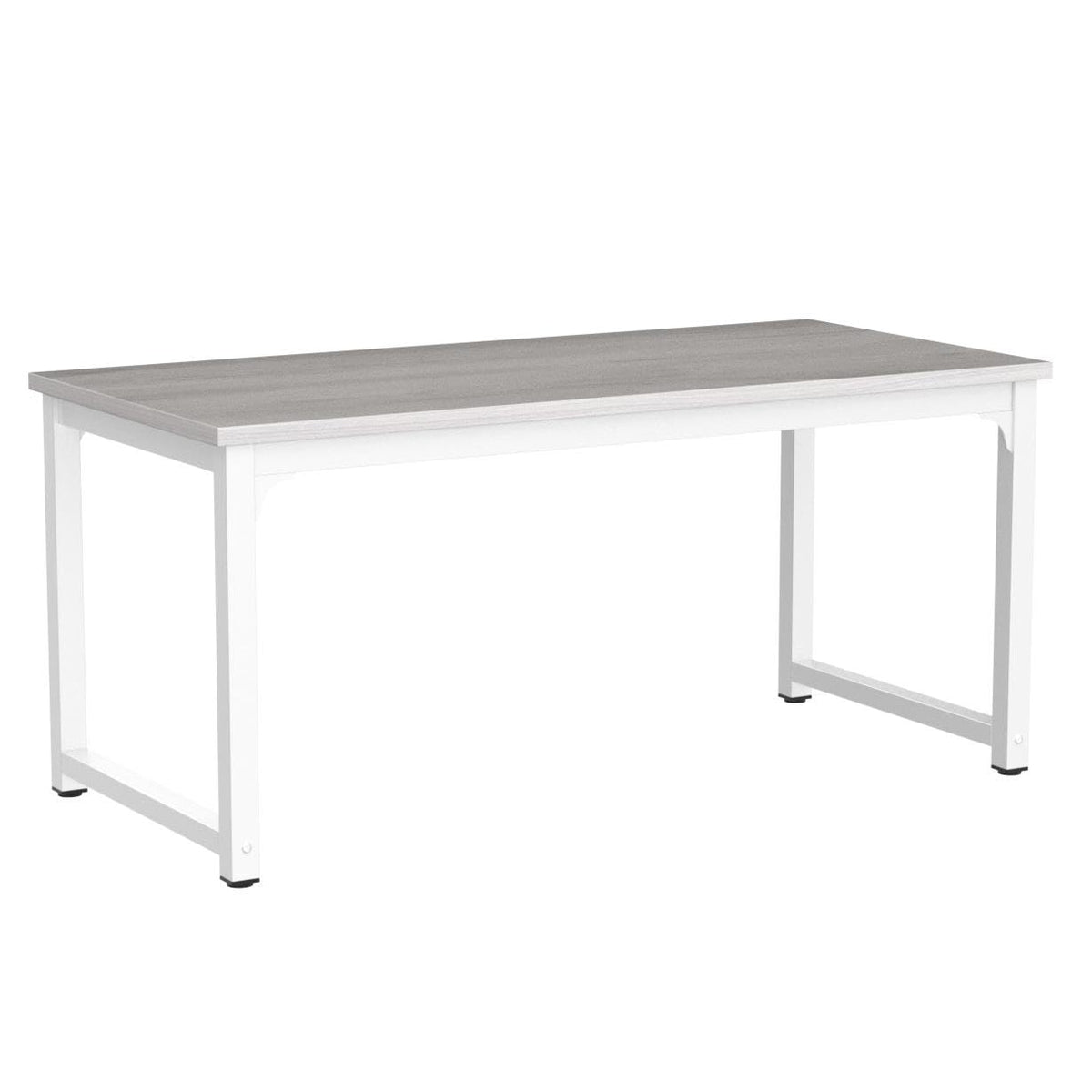 NSdirect 63" Large Computer Desk,Modern Simple Style PC Table Office Desk Wide Workstation for Study Writing,Gaming and Home Office,Extra 1" Thicker Wooden Tabletop and Black Metal Frame,Stone White