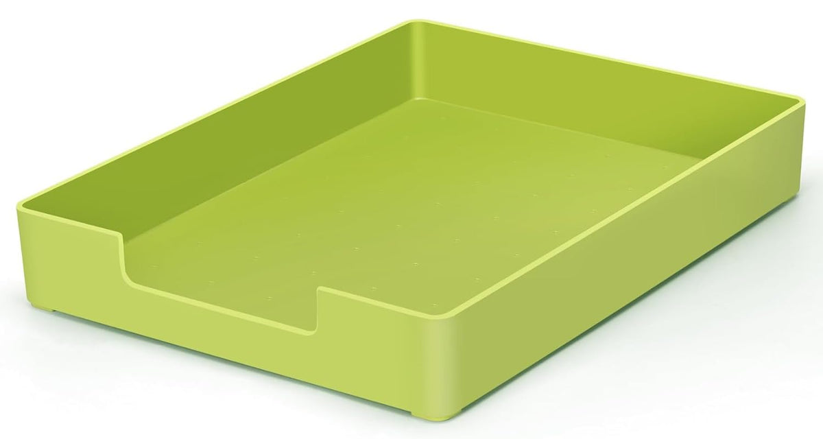 RHONZHAO Letter-Size Tray, Desk Drawer Organizer, A4 Plastic Paper Tray for Office, School, Home Storage, and Storage Containers for Gift Wrap, and Crafts (Green)