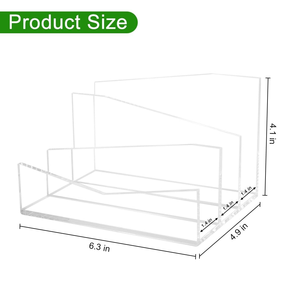 Picowe Acrylic Mail Organizer, 3-Tier Desktop File Holder for Letters, Envelopes, Bills, Paper, Desk Organizer Vertical Letter Sorter for Office and Home