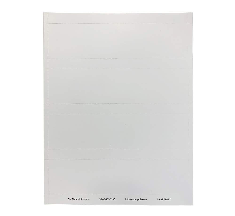 Nap Nameplates White Printable Perforated Name Plate Paper 2 x 8 – Nap Industrial Group Name Plates, 5 Sheets (20 Inserts), Printing Instructions Included