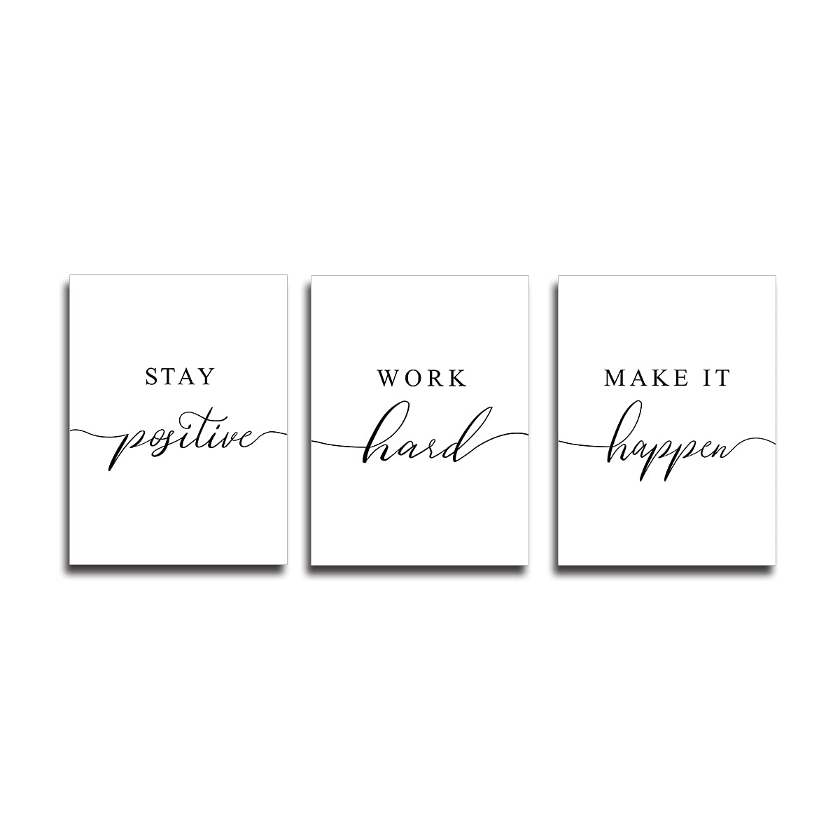Framed Canvas Wall Art Positive Quote, Office Art, White Large Poster, Motivational Artwork Set of 3 Prints, Inspirational Poster Prints (G-3pcs,12x16inchx3pcs)