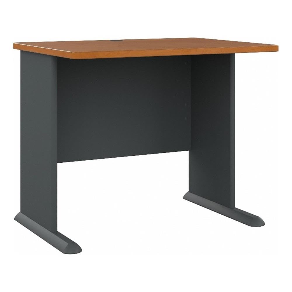 Bush Business Furniture Series A 36W Desk in Natural Cherry and Slate, Compact Workstation for Home or Office, Small Desktop Solution for Limited Workspace