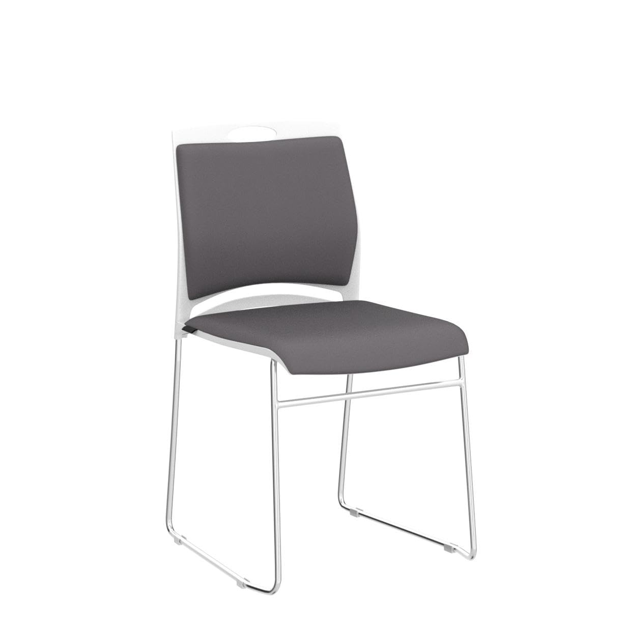 VACYOVKE 4 Pack Stacking Chairs 1102LB Capacity Home Office Guest Chair Set With Sled Base, Modern Reception Chair for Kitchen, Waiting Room, Multi-Purpose, Break Room, Training, Cafeteria, Gray Color