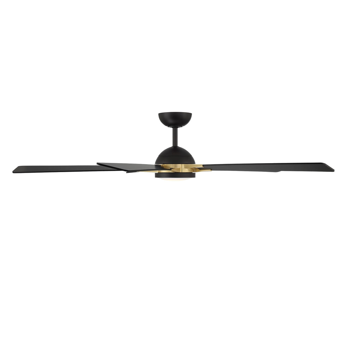 Rotary Indoor and Outdoor 5-Blade 65in Smart Home Ceiling Fan in Matte Black Soft Brass with 2700-3000-4000-5000K Selectable LED Light Kit and Remote Control works with iOS or Android WAC App