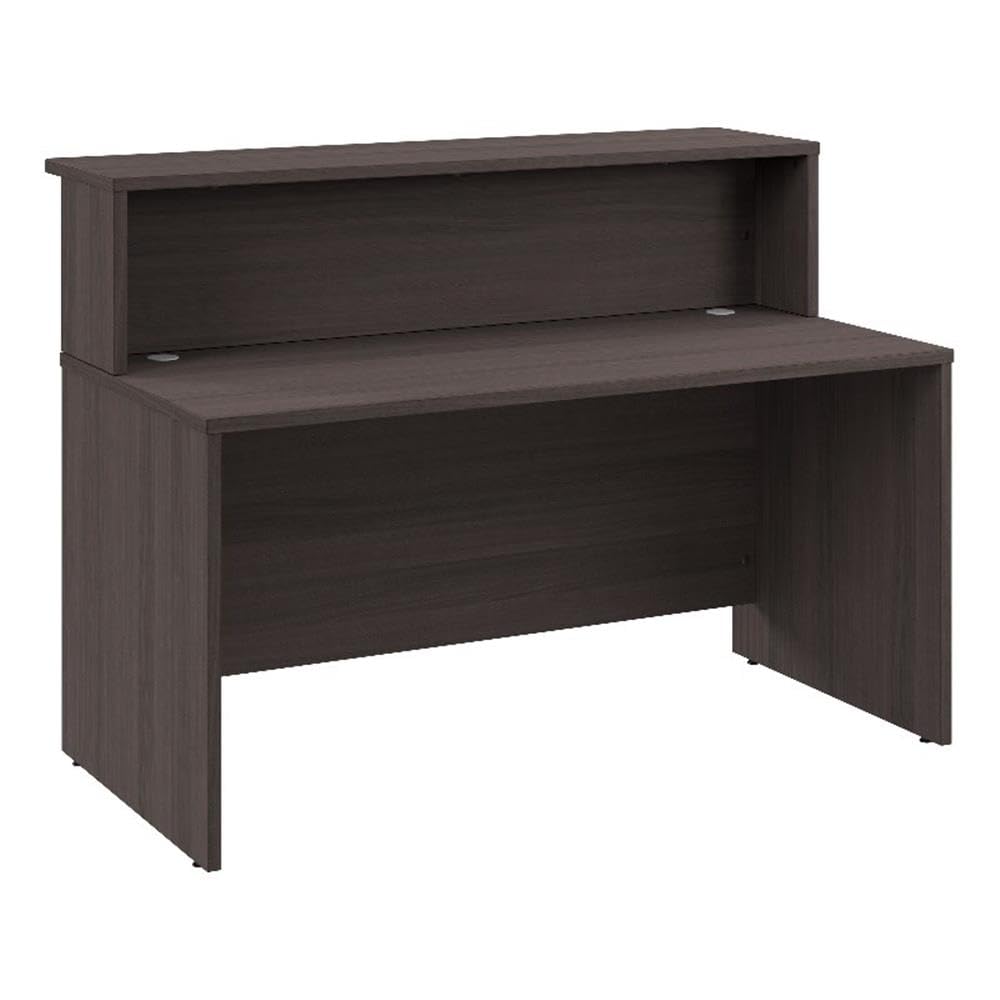 Bush Business Furniture Arrive 60W x 30D Reception Desk with Shelf in Storm Gray, Modern Receptionist Station for Office Waiting Room