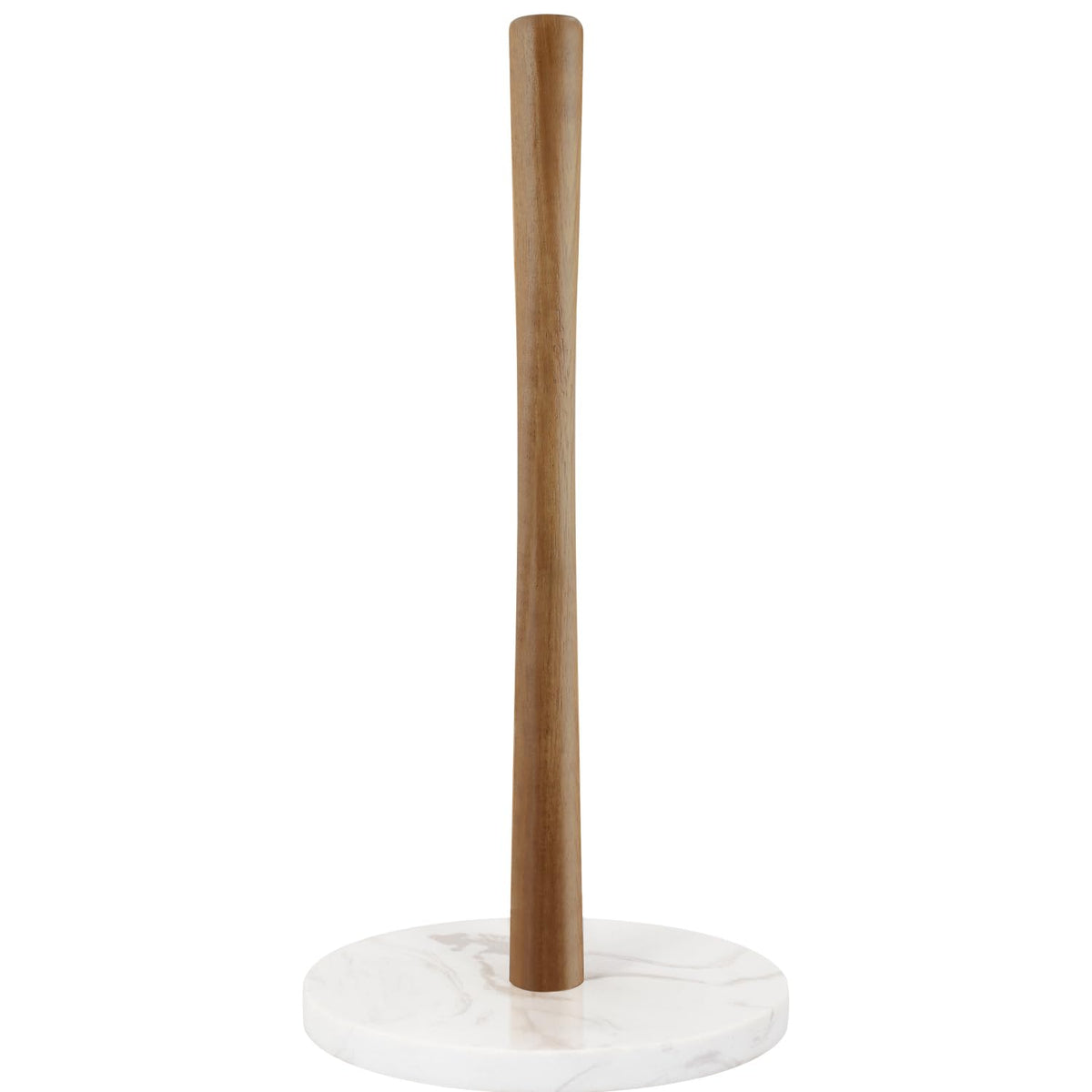 Buruis Wood Paper Towel Holder, Marble Base Modern Decorative Countertop Standing Rolls Holder for Kitchen, Toilet, Pantry and Bathroom (Marble Base White)