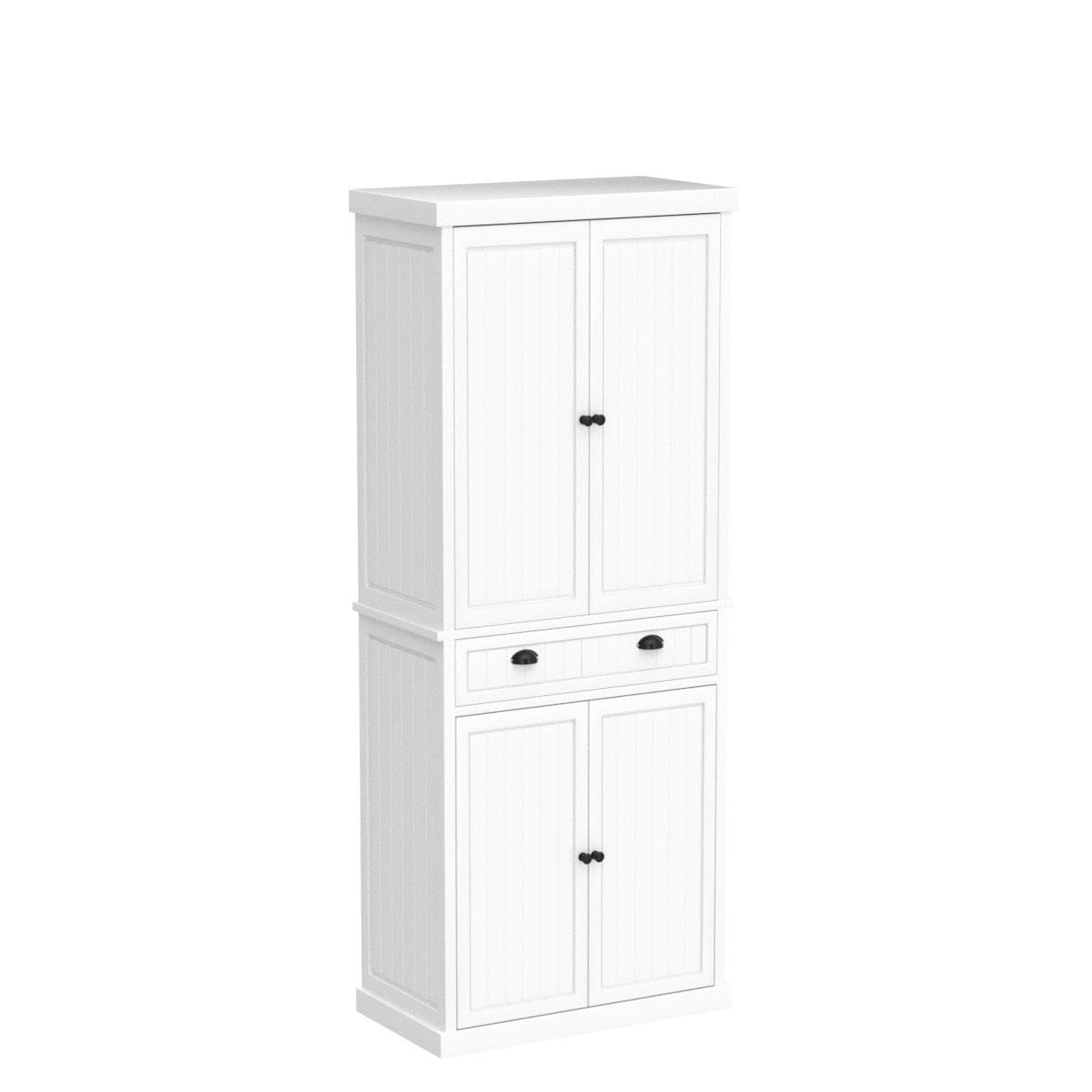 ARTPOWER 72" Tall Kitchen Pantry Storage Cabinet with Drawer and Adjustable Shelves, Pantry Cabinet for Kitchen, Bathroom or Hallway, White