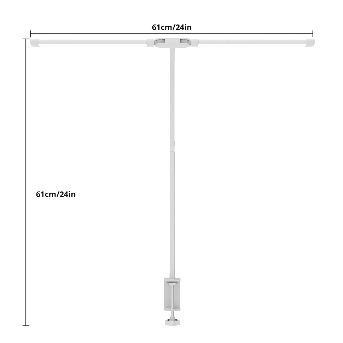 Woputne Desk Lamp with Clamp, with 5V 2A Adapter, LED Desk Lamp with Dual Head, 50 Light Modes, Computer Monitor Flexible Neck Lamp, Eye Protection Desk Lamps for Study, Office, Crafts, Draw(White)
