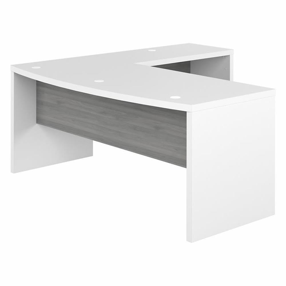 Bush Business Furniture L Shape Desk with Wire Management | Echo Collection Corner Bow Front Table for Home Office with Quick-to-Assemble Hardware | 72Wx77Lx30H