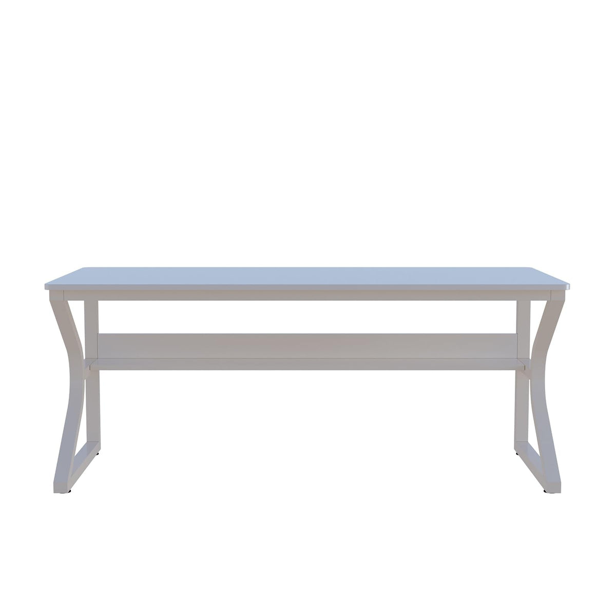 OSCHF Extra Long Desk with Bookshelf - 63" Double Long Writing Table for 2-Person Workstation, Modern Study Work Computer Desk for Home and Office, Warm White