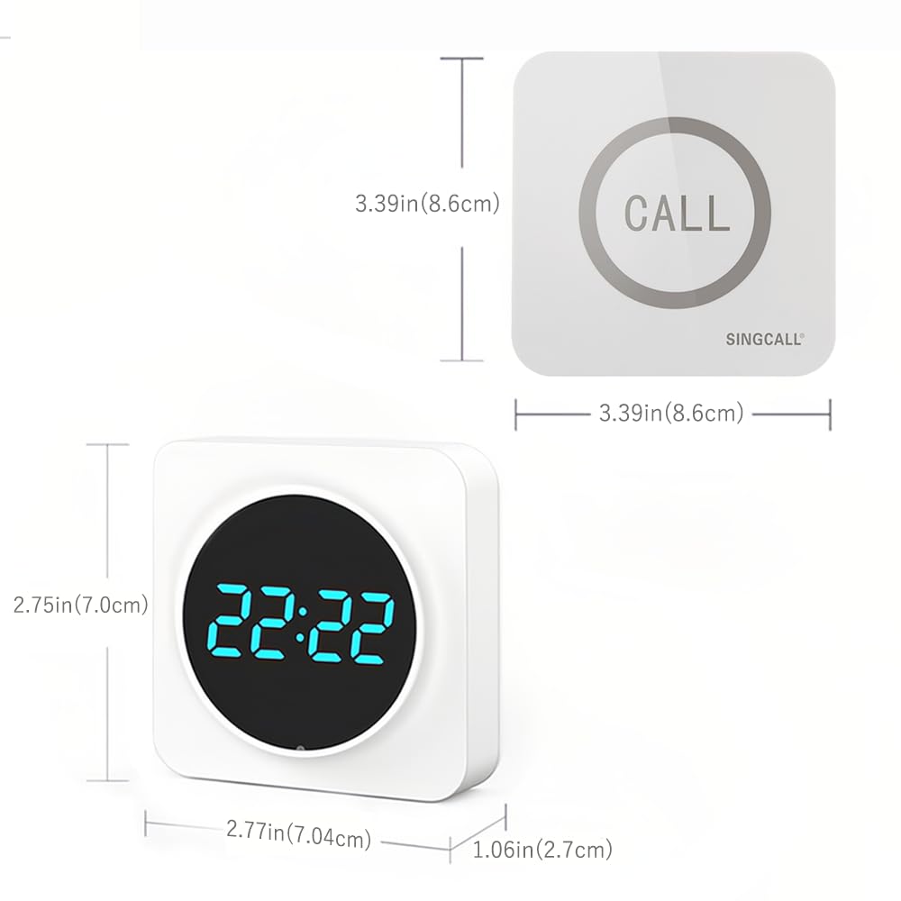 SINGCALL Restaurant Pager System Waiter Calling System Pagers and Beepers for Kitchen,Fast Food,Hotel,Restaurants,Cafe,Bar to Call Waiters 8 Waterproof Wireless Call Buttons 1 Number Display Receiver
