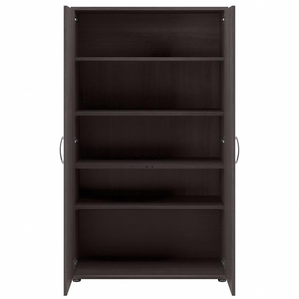 Bush Business Furniture Universal 92W 5 Piece Modular Storage Set with Floor and Wall Cabinets in Storm Gray
