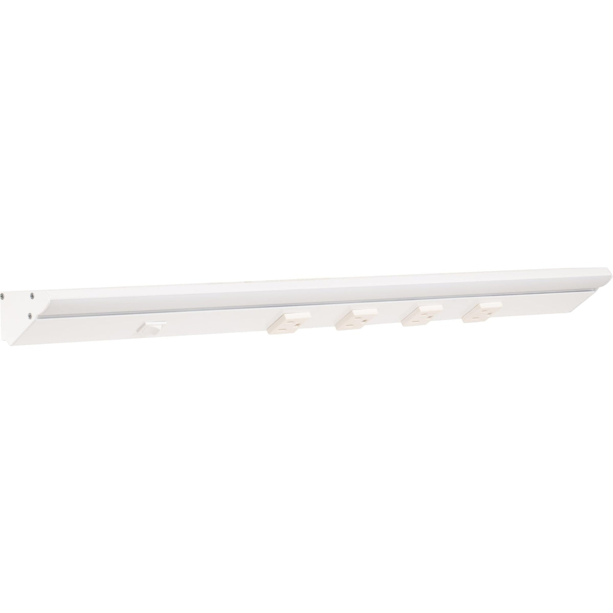 Task Lighting 24-1/2" High Output Direct Voltage Series Lighted Power Strip, Single-White, 800 Lumens/Fixture, White Finish, White Receptacles, Soft White 3000K