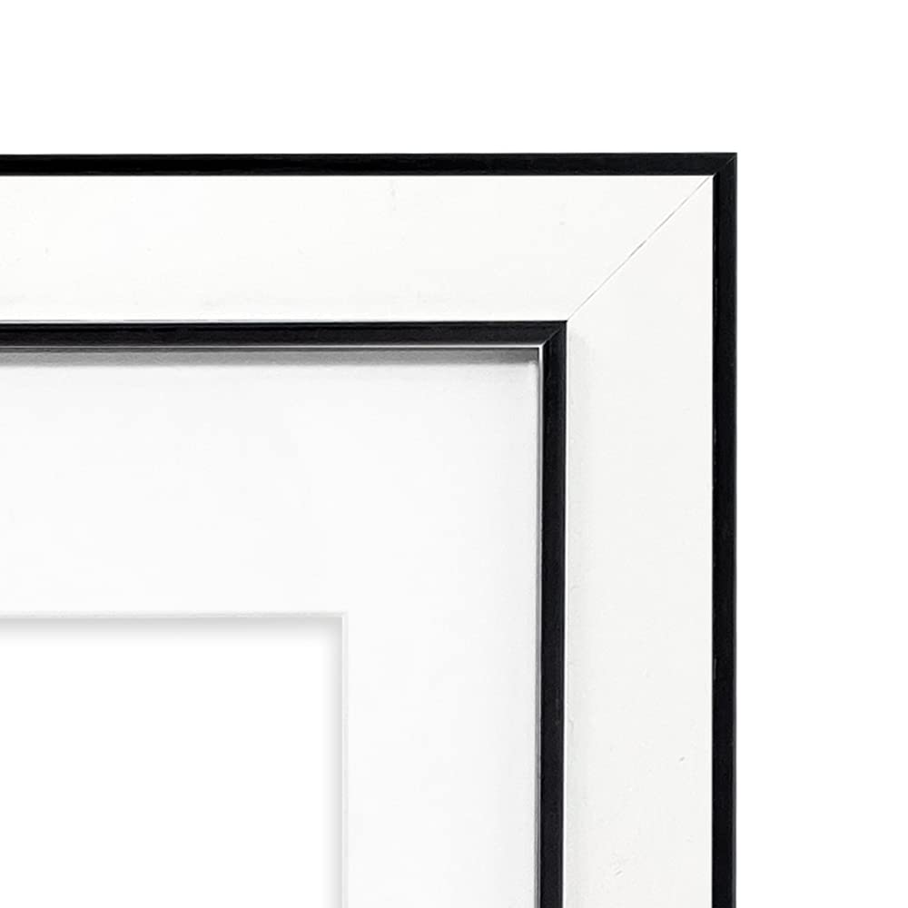 Isaac Jacobs 11x14 (Matted 8x10) White w/Black (Vertical & Horizontal) Double Border Picture Frame, Wall-Mountable, Made for Photo Gallery and Wall Art, Home or Office (11x14, White W/Black)