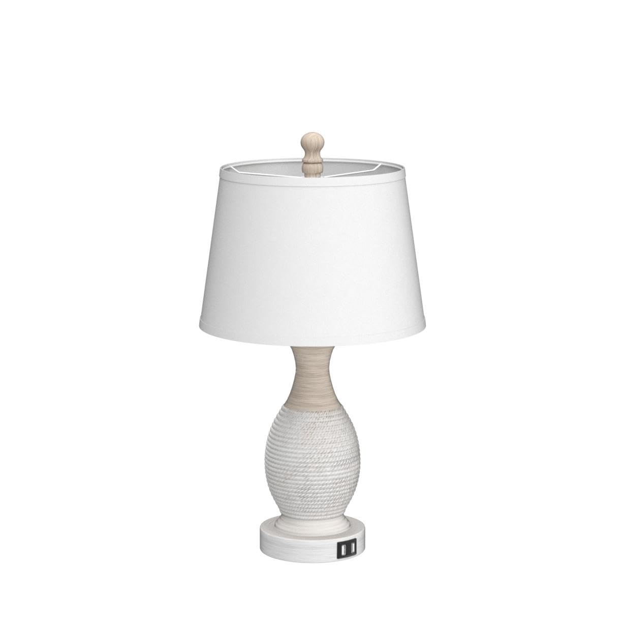 PARTPHONER Table Lamps Set of 2, Bedside Touch Lamp with USB C+A Charging Ports, Side Table Lamp with White Fabric Shade (LED Bulbs Included)