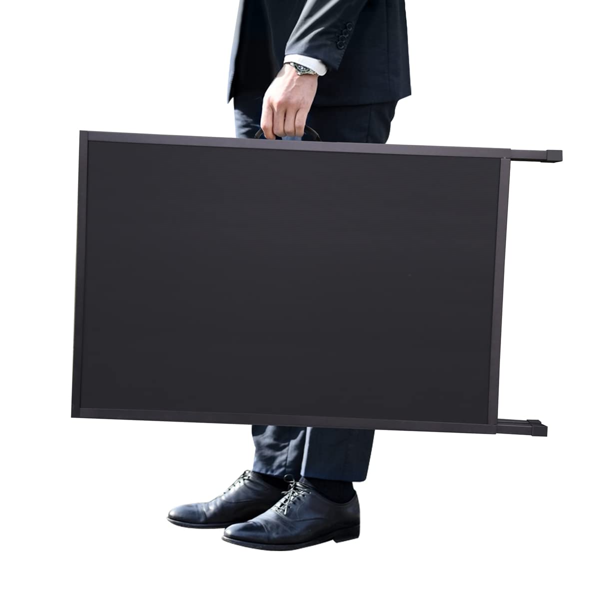 Yakpho Heavy Duty Slide-in Folding Sandwich Board A-Frame Sidewalk Sign 24x36 Inch Black Coated Steel Metal Double-Sided Pavement Sign (Frame only)
