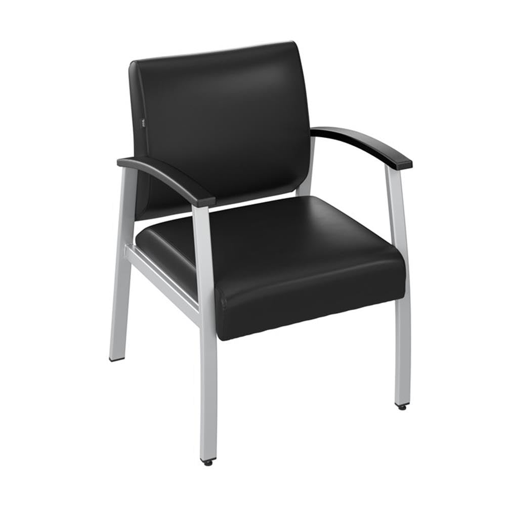 Bush Business Furniture Arrive Waiting Room Guest Chair with Arms in Black Vinyl, Reception Area Seating for Office and Lobby