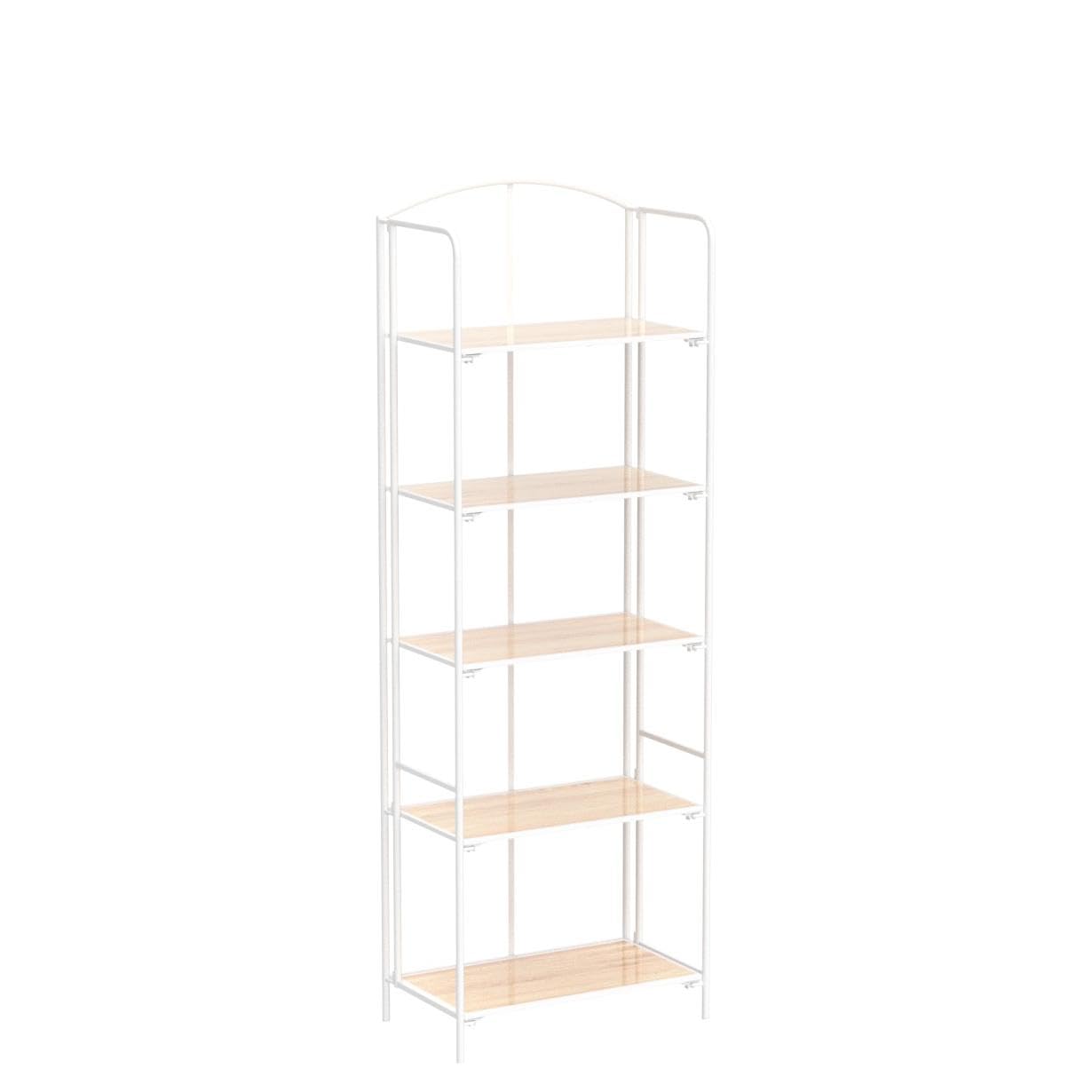 Crofy No Assembly Folding Bookshelf for Living Room, 5 Tier White Collapsible Book Shelf for Home Office, Portable Bookcase Storage Organizer