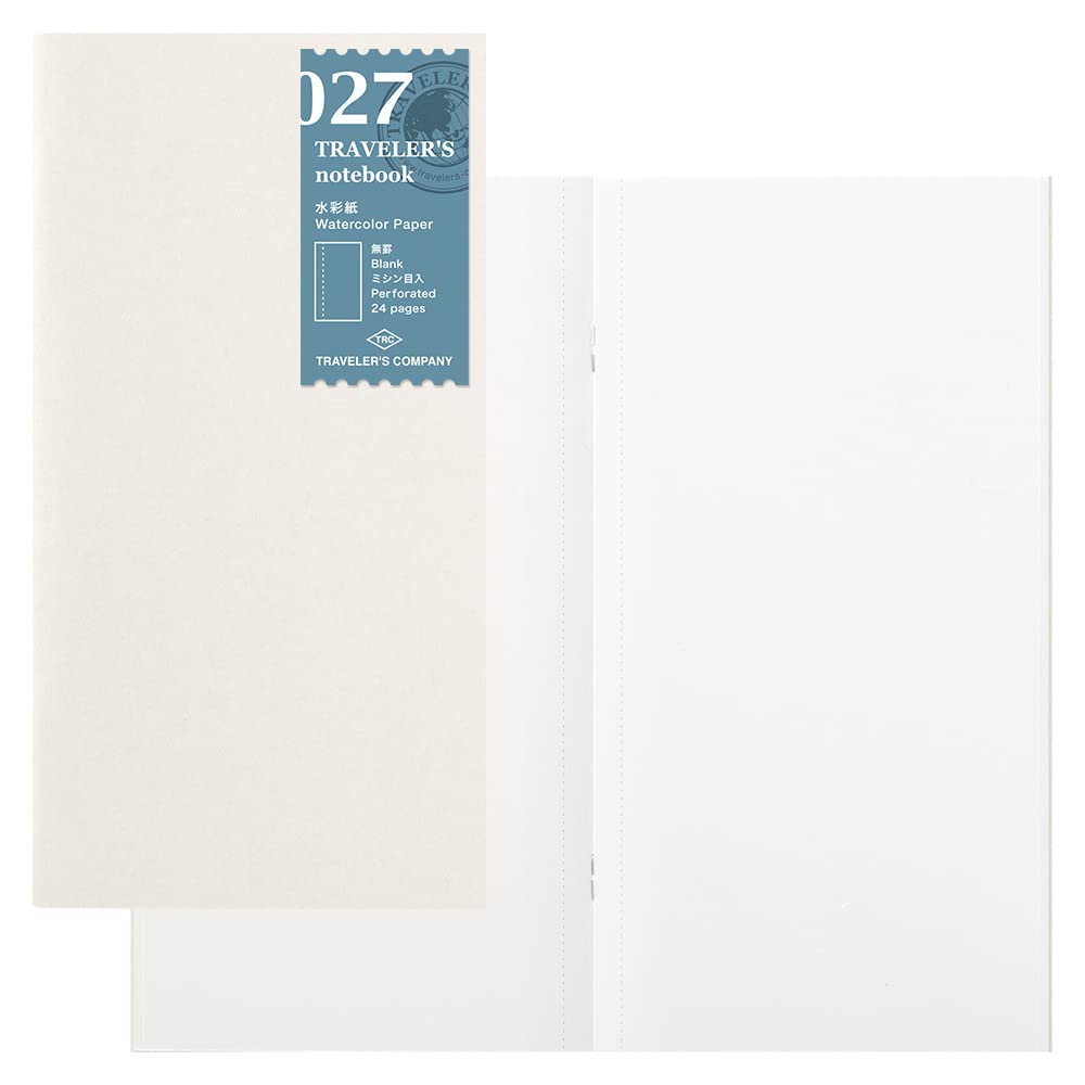 Designphil Traveler's Notebook Refill, Watercolor Paper, 2-Pack, 8.3 x 4.3 inches, 24 Pages