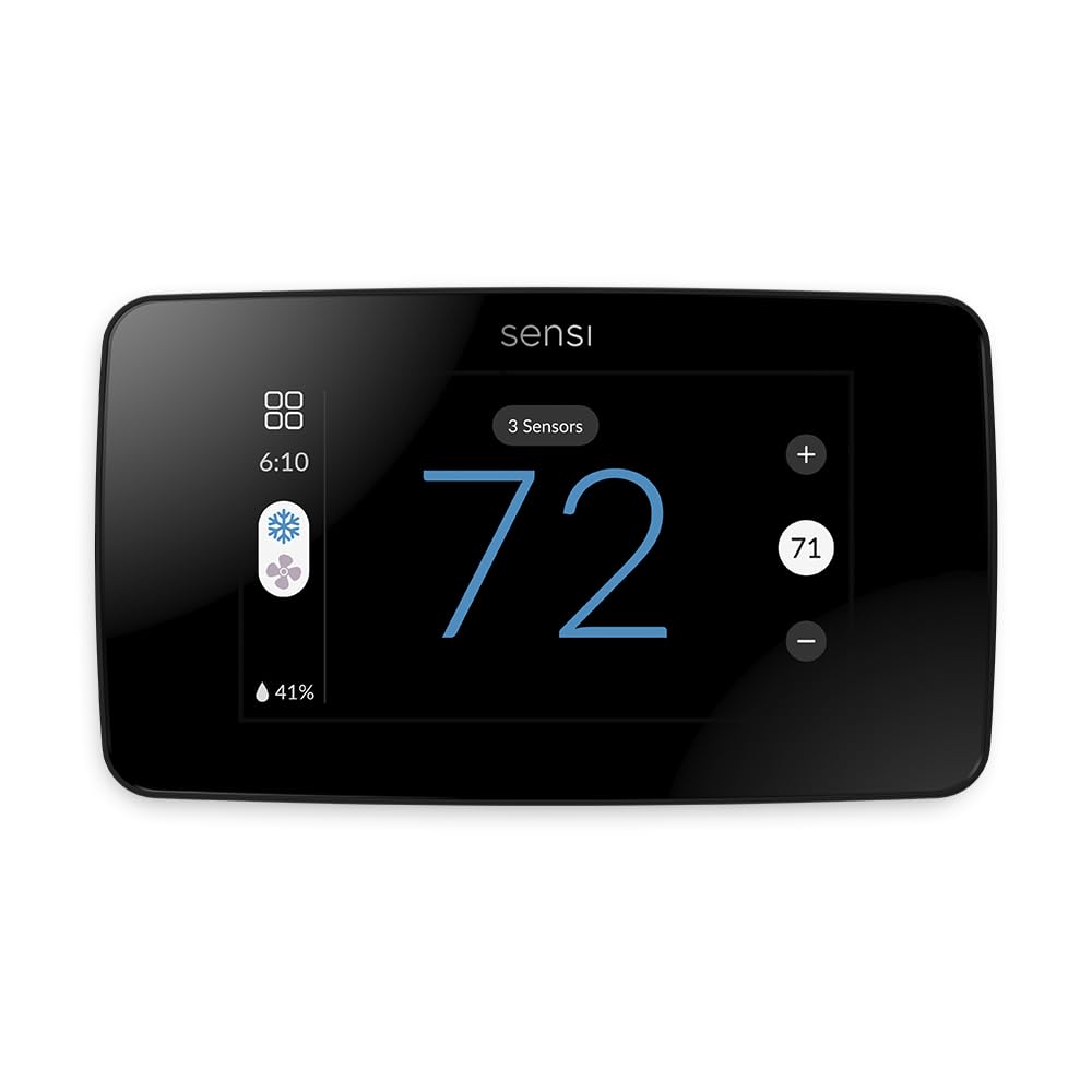 Sensi Touch 2 Smart Thermostat with Touchscreen Color Display, 100 Years of Expertise, Programmable, Wi-Fi, Data Privacy, Easy DIY, Works with Alexa, Energy Star Certified, ST76, C-Wire Required