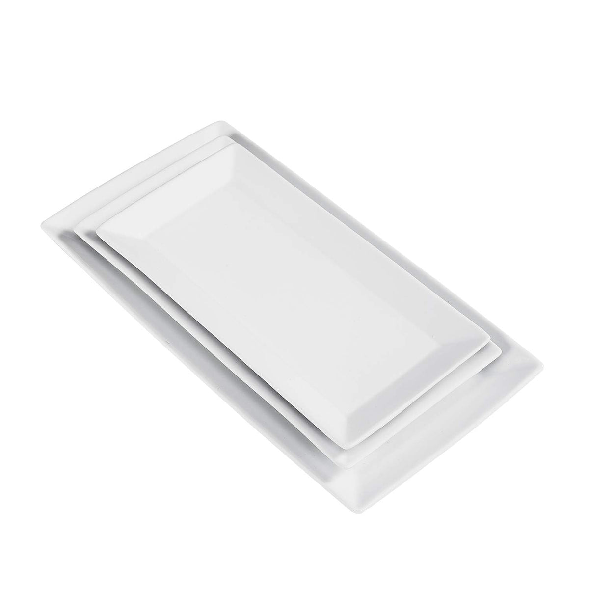 Amazon Basics 3-Piece Porcelain Serving Platters, Oven Safe, for Entertaining, Appetizer, Dinner, Dessert, 12.75 inch, 11 inch, 10 inch, White