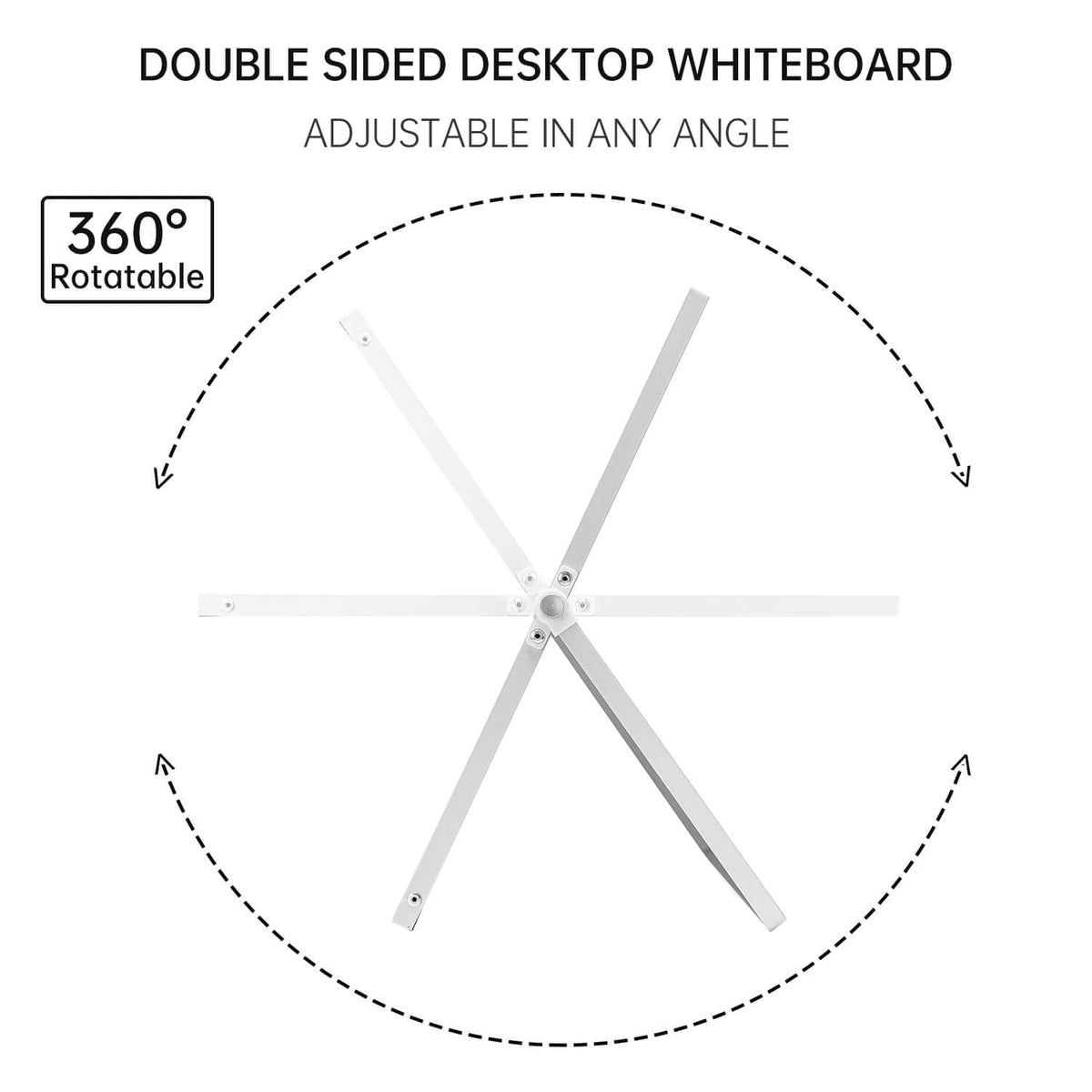 TSJ OFFICE Small White Board - 10 X 10 Inches Small Magnetic Dry Erase Board with Hooks for Wall, Desktop Whiteboard Stand 360 Degrees Revolving Double Sided for Office, Home, School, Silver