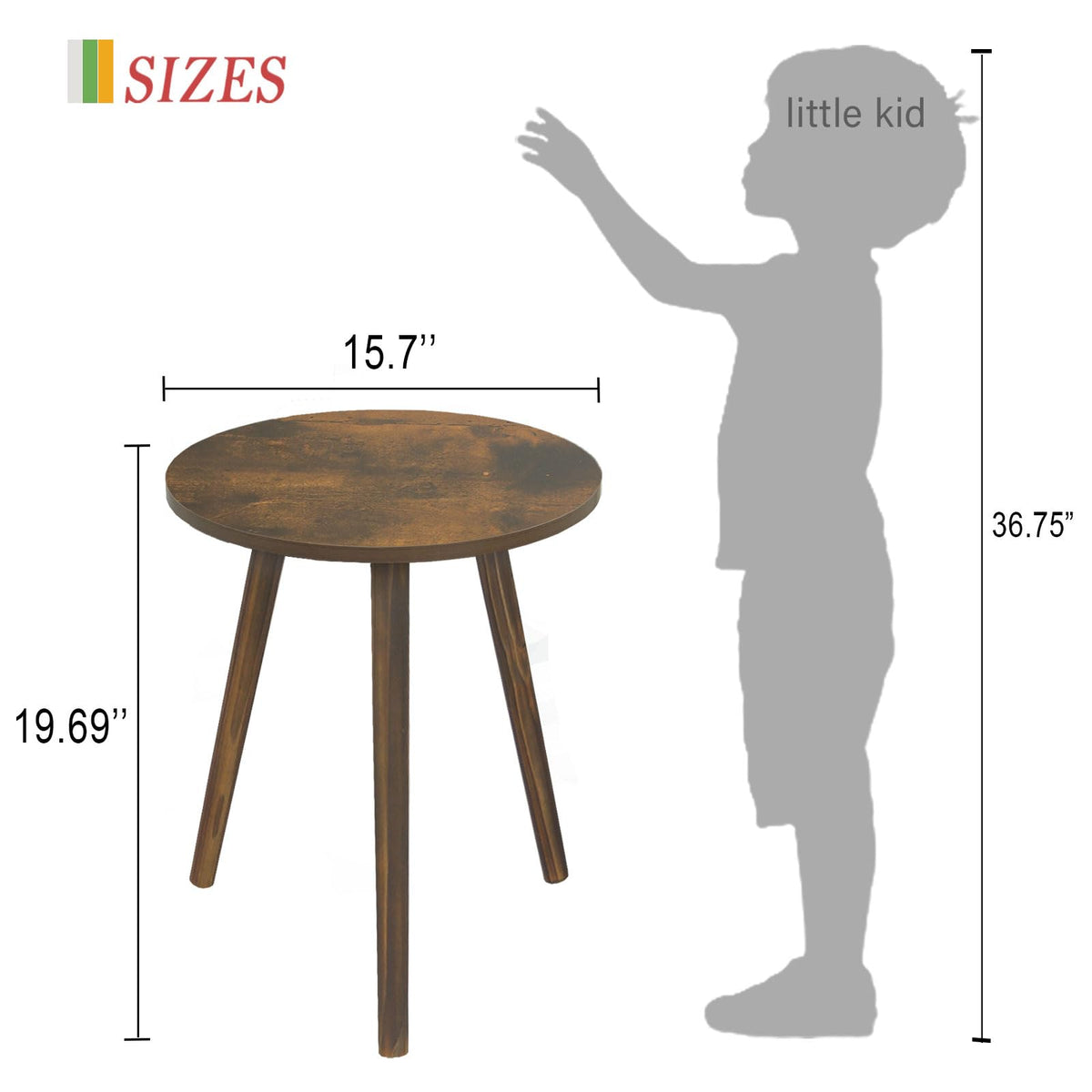 AWASEN Round Side Table, Small End Table for Living Room, Modern Wood Accent Coffee Side Table with Wood Legs for Small Space, Easy Assembly, Rustic Brown