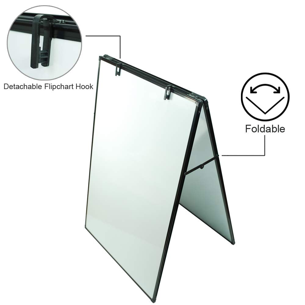 JILoffice Dry Erase Board, Magnetic White Board 36 X 24 Inch, Double Sided Whiteboard Easel, Black Aluminum Frame with Two Flipchart Hooks for Office Home and School