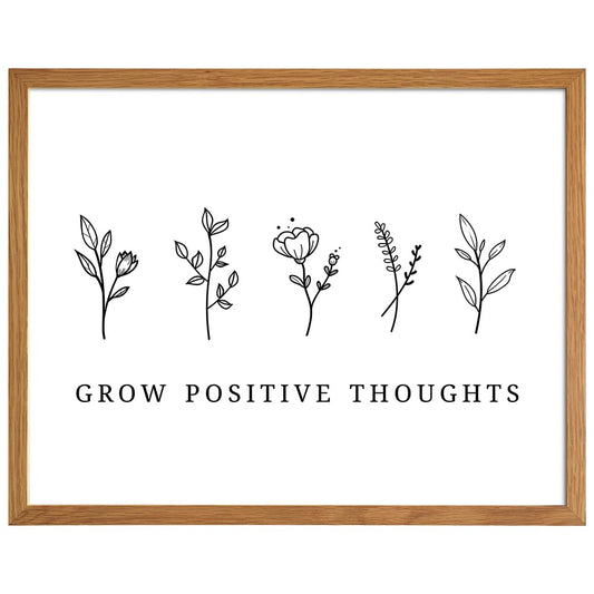 Inspiration Quotes Art Print 11x14 FRAMED - Uplifting Wall Decor for Women - Motivation Boho Home Office Decoration - positive affirmation Sayings, Inspiring Wall Art, Grow Positive Thoughts Self-care