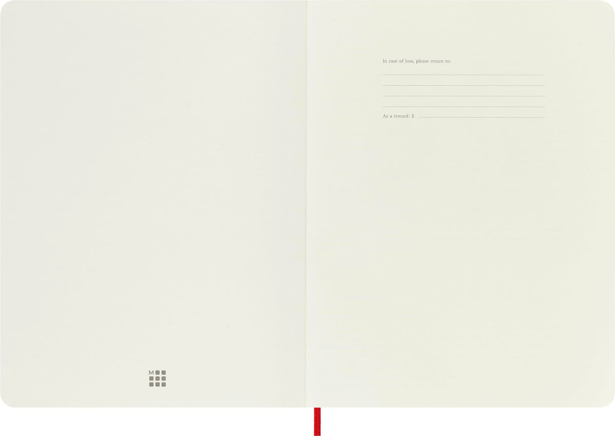 Moleskine Classic Notebook, Soft Cover, XL (7.5" x 9.5") Plain/Blank, Scarlet Red, 192 Pages