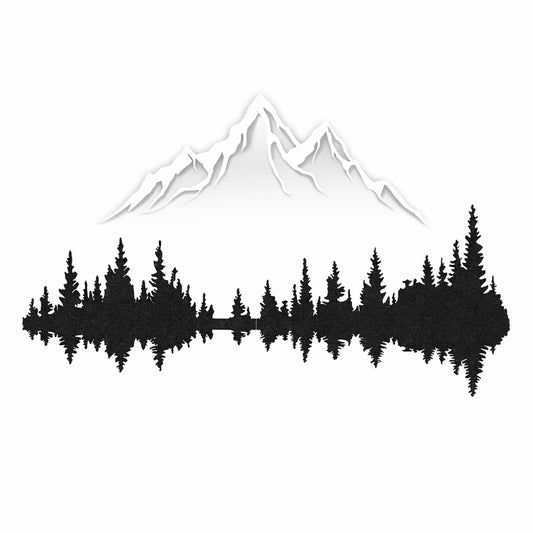 WOCHMANN,Mountain Lake Forest Large Metal Wall Art Black Minimalist Nature Silhouette Wall Decor Outdoor Landscape Wall Sculpture for Living Room, Bedroom, Kitchen or Office (Black & White, 47W'' x 31L'', Unframed)