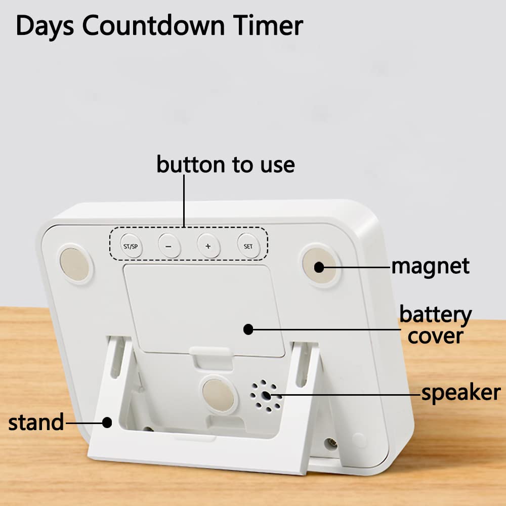 MOSTRUST Digital Countdown Days Timer Clock- 9999 Days Count Down Timer with Stand Strong Magnetic Back for Retirement Wedding Vacation Birthday Exam Lab Kitchen Cooking
