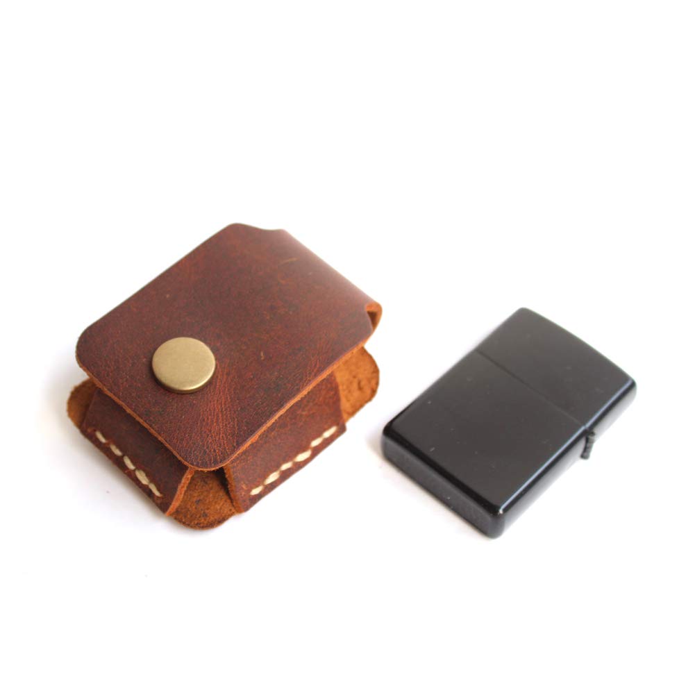 Handmade Genuine Leather Lighter Pouch Case Holder with Pocket Belt Loop