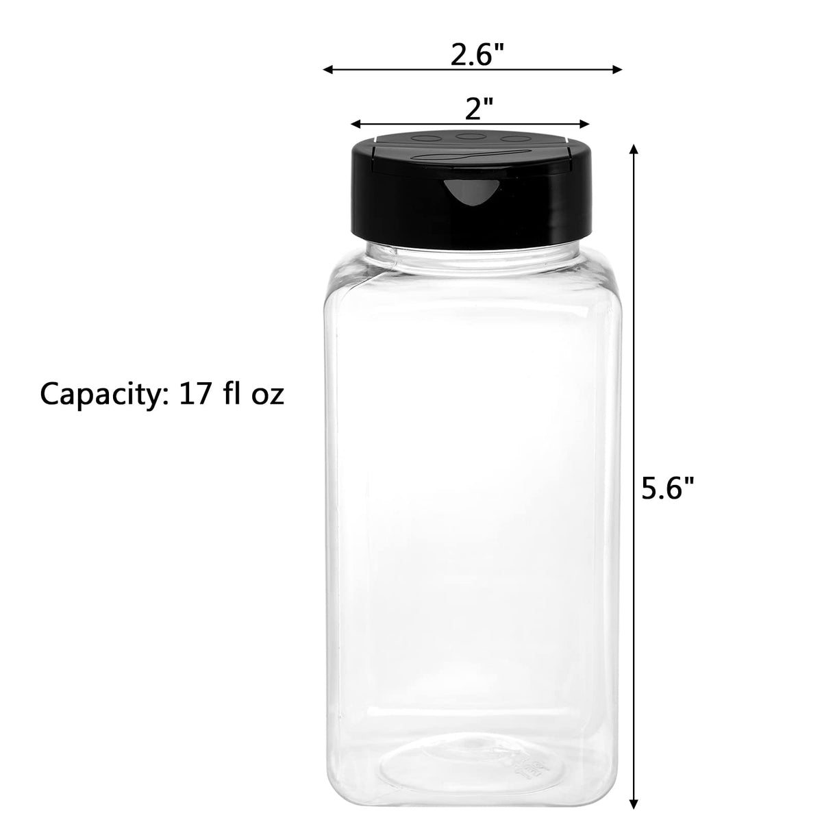 Tosnail 16 Pack 17 Fluid Oz Clear Plastic Spice Jars Spice Containers Spice Bottles Seasoning Organizer with Black Lids