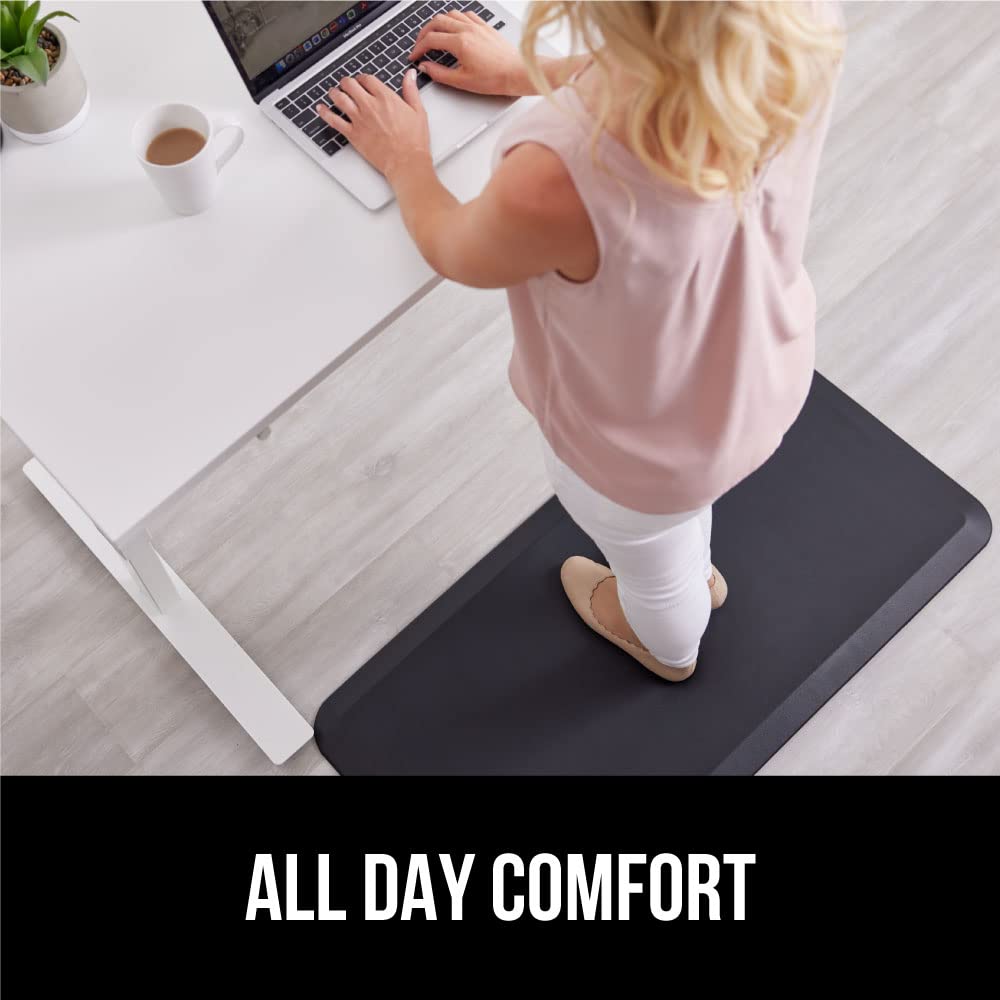 GORILLA GRIP Comfortable Cushioned Kitchen Mats for Floor, Waterproof and Stain Resistant Soft Top, 3/4 Inch Thick Ergonomic Standing Desk Anti Fatigue Mat, Foam Supports Ankles and Feet, 17x24, Black