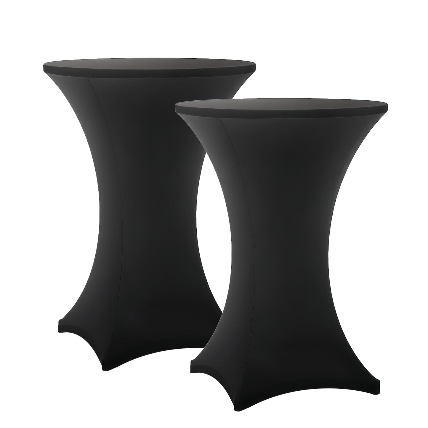 Lemict Cocktail Table Covers - 2 Pack 32x43 Inch Table Cloth - Black Fitted Stretch Spandex Round High Top Tablecloth for Party, Bar, Birthday, Pub, Banquet
