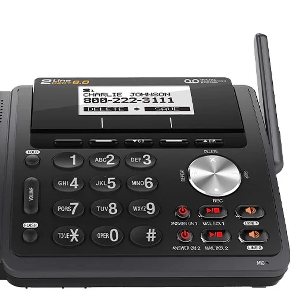 AT&T TL88102BK DECT 6.0 2-Line Expandable Cordless Phone with Answering System and Dual Caller ID/Call Waiting, 2 Handsets, Black