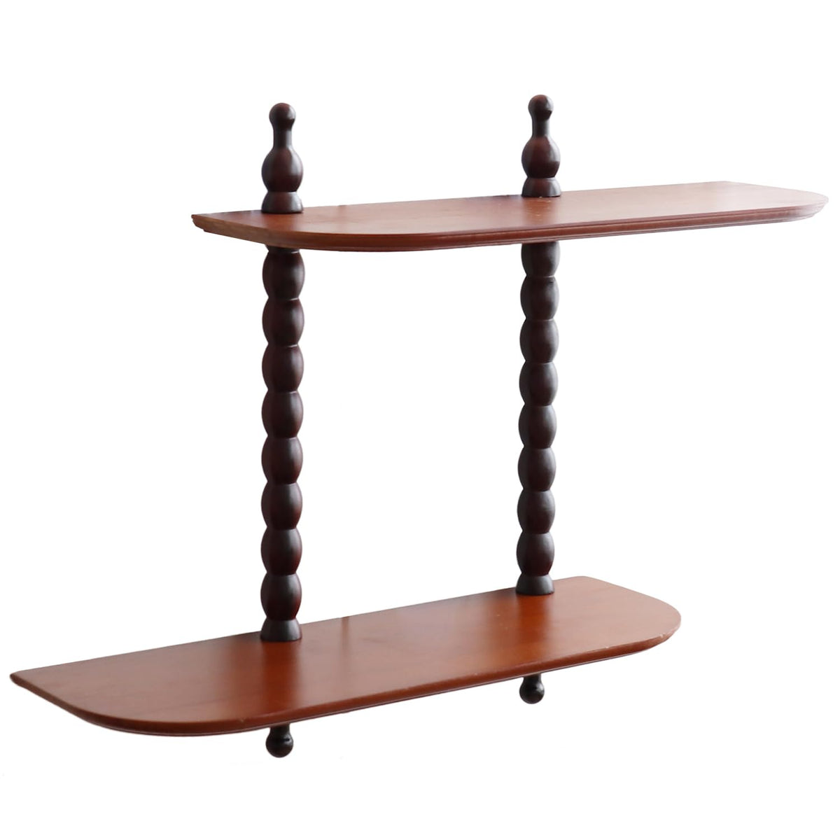 FRIADE 2-Tier Wall Mounted Floating Shelf with Two Roman Columns, Decorative Display Shelf for Entrance, Bathroom, Bedroom, Living Room, Kitchen, Office (Brown)