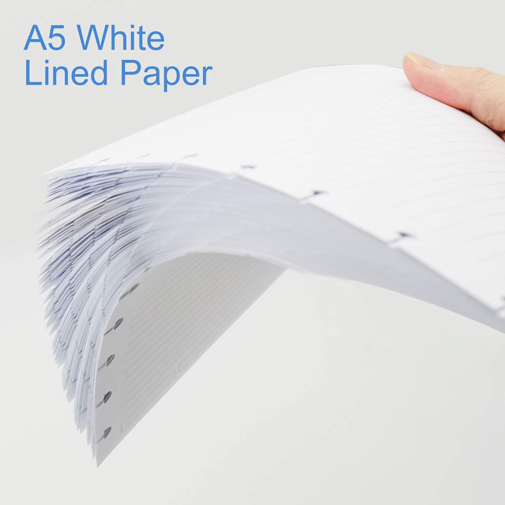 Junior Size Discbound Refill Paper - 8 Discs Discbound Paper, Lined Arc Paper Refill, 100gsm, Disc Paper Refill White Paper, 300 Sheets/600 Pages, 5.8 X 8.25 in