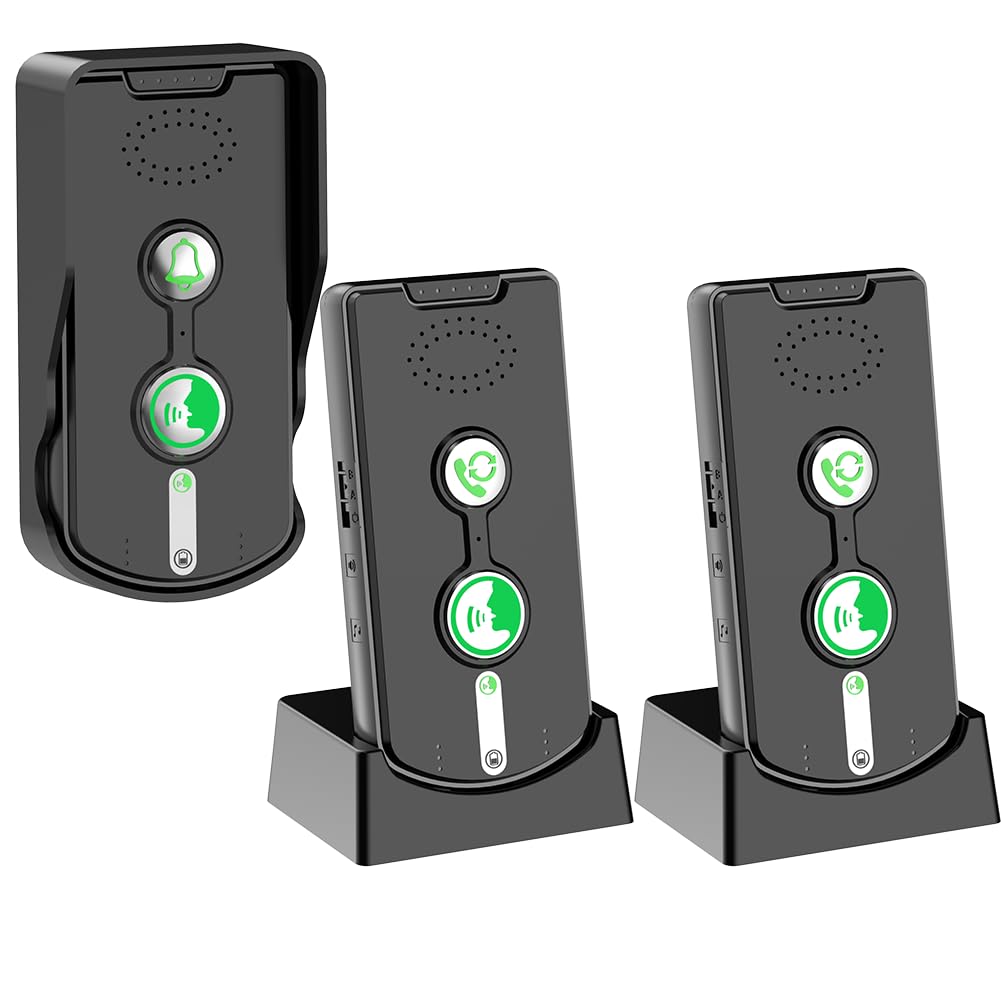 2 Way Wireless Doorbell Intercom Indoor Outdoor, Long Range Door Intercoms System for Home with Waterproof Cover Rechargeable Battery,30 Days Long Standby Time 5 Level Volume Adjustment（3 Pack）