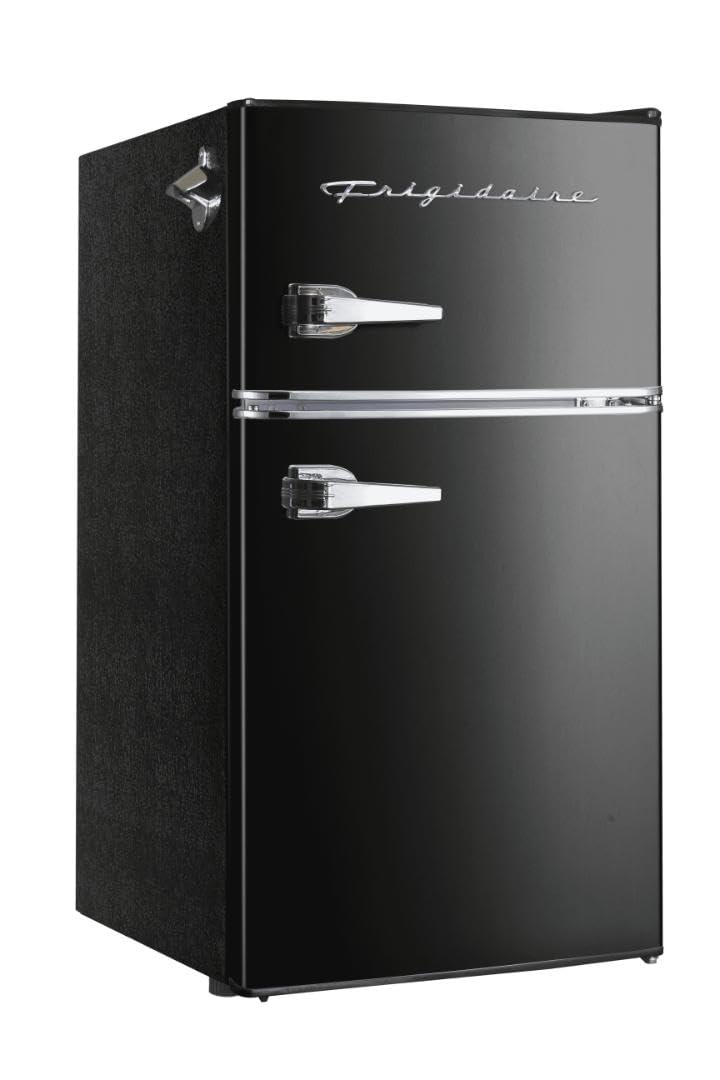 Frigidaire EFR840 Retro Mini Fridge with Freezer & Side Bottle Opener - Small 2 Door Refrigerator for Office Bar or College Dorm Room - 3.2 Cu Ft, Black